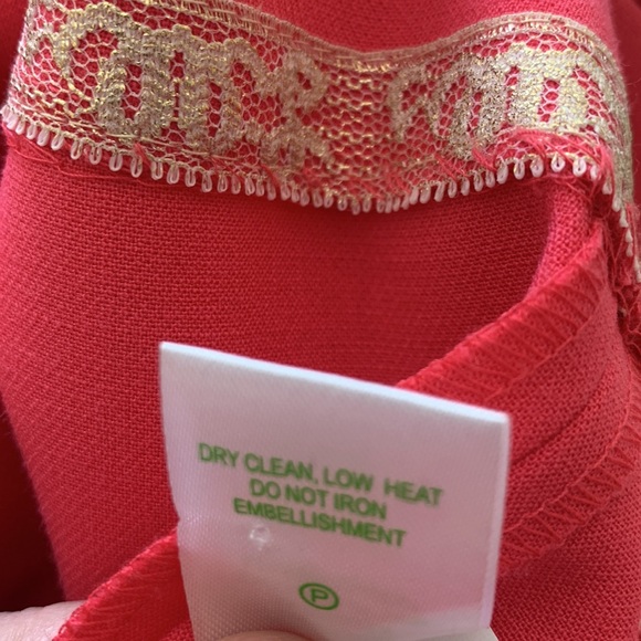 LILLY PULITZER CORAL DRESS WITH EMBELLISHED NECKLINE GOLD & SILVER BEADI… - Picture 9 of 9